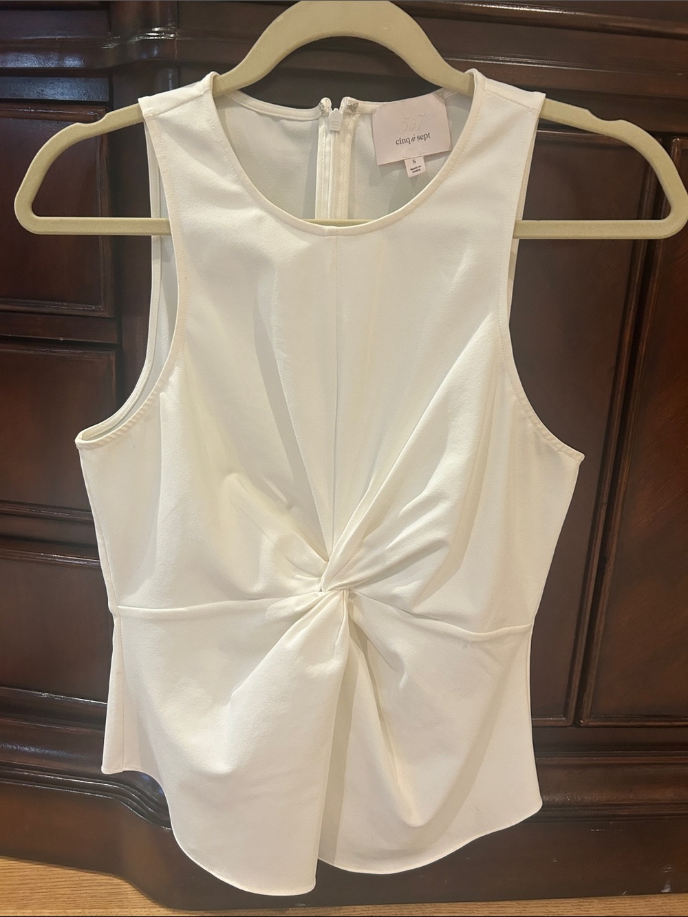 cinq a sept White Twist-Front Sleeveless Camisole